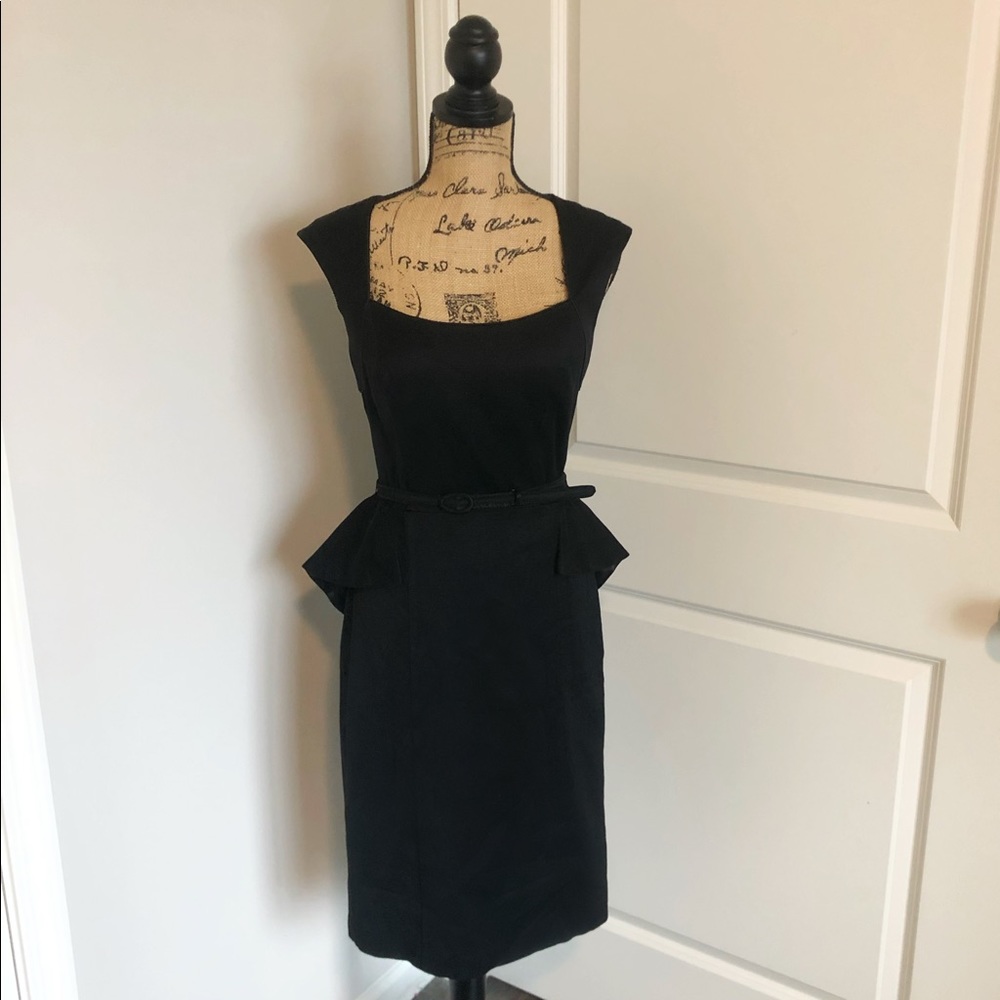 Black WHBM Formal Peplum Midi Dress